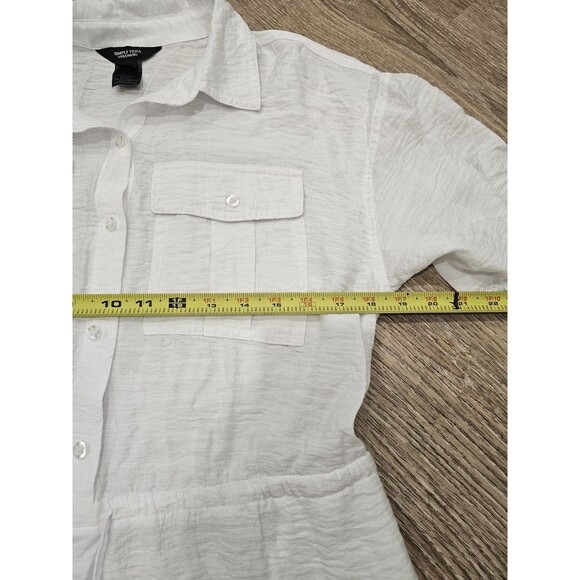 Simply Vera Vera Wang Women's White Short Sleeve Shirt Dress With Pockets Size M - Picture 5 of 8